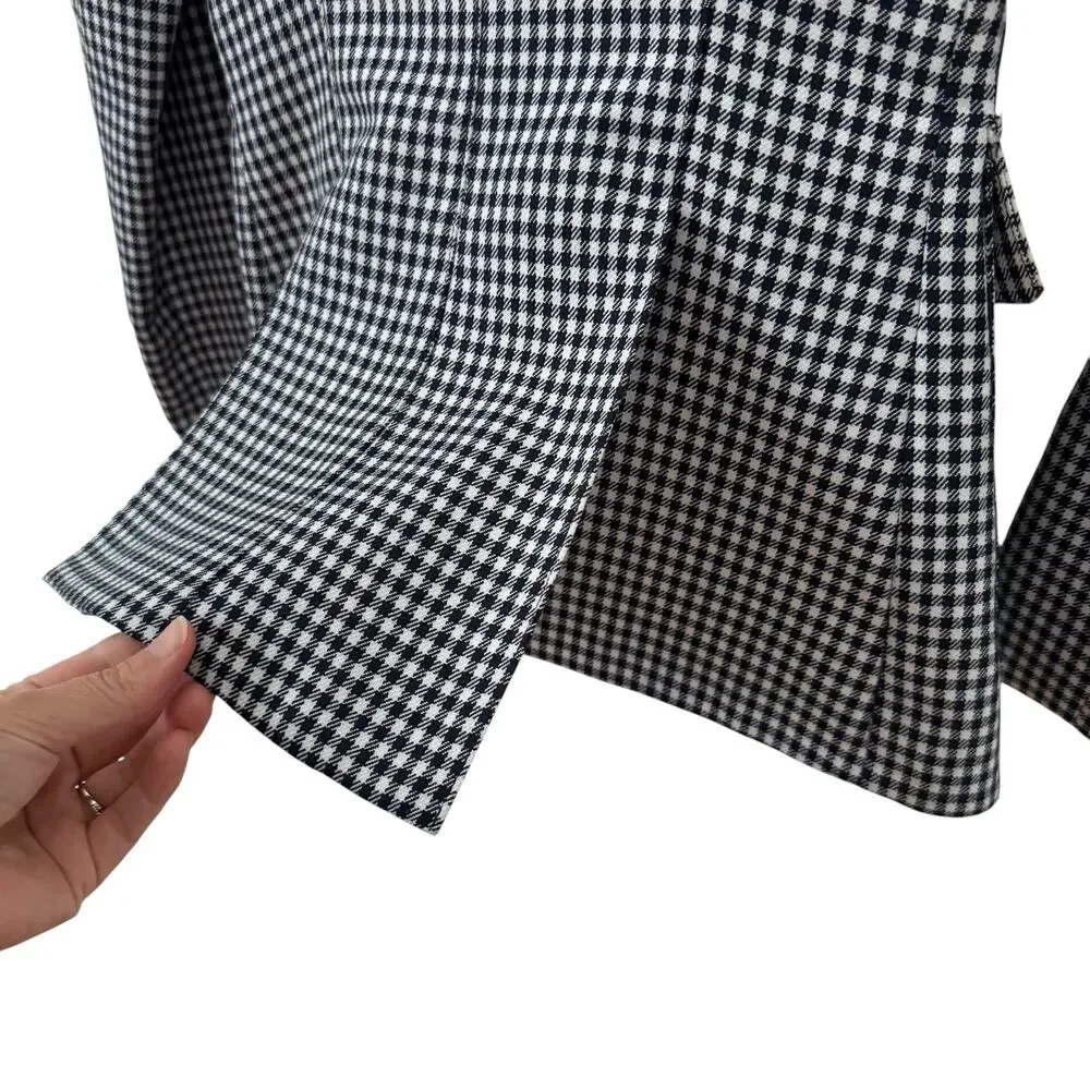 Smythe Classic Duchess Wool Blazer Gingham Check Navy White Size 2 - Picture 9 of 12